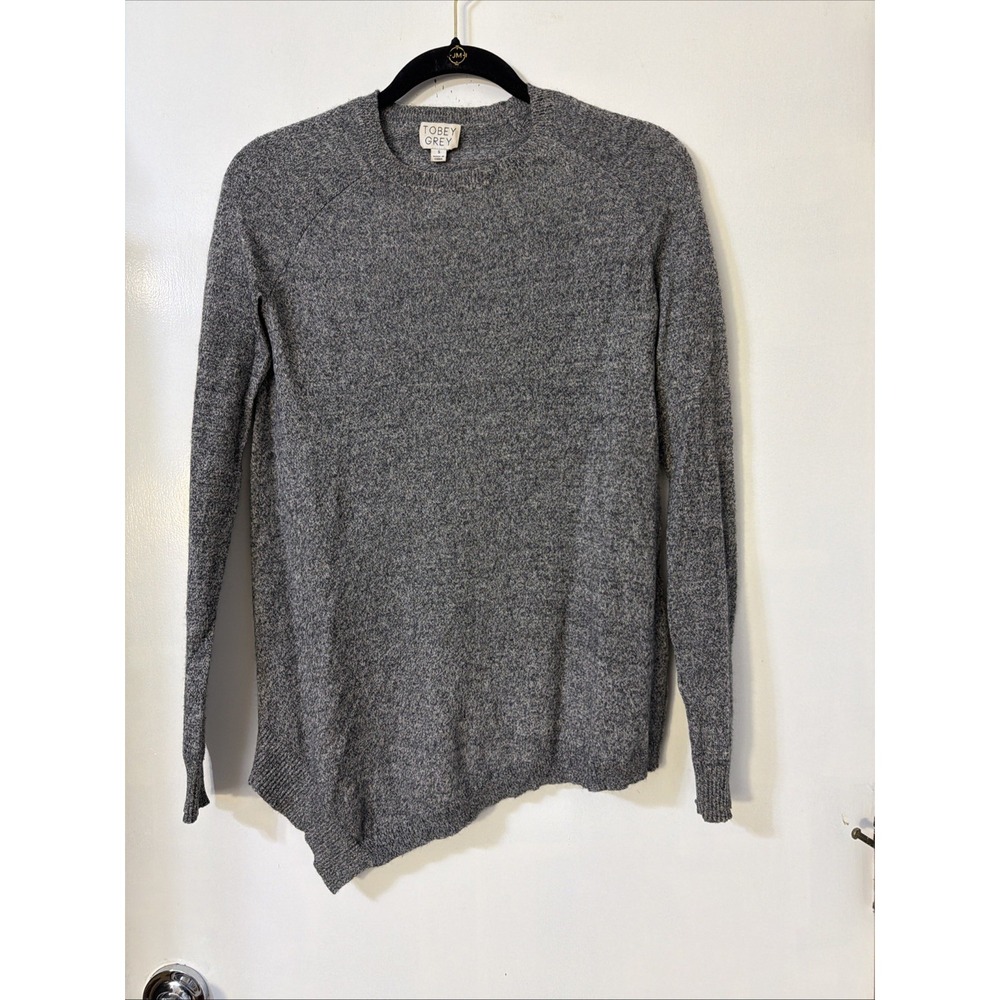 TOBEY GREY Gray Sz Small 100% Cashmere Button Gray Sweater Women's Asymmetrical